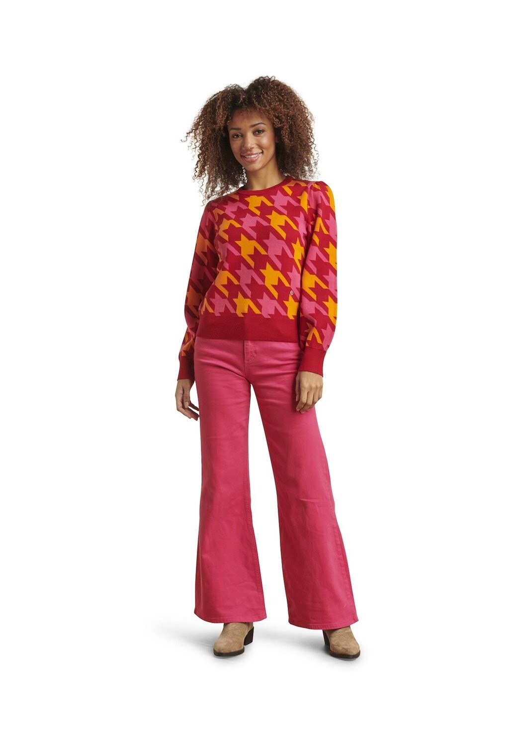 

Вязаный свитер RETRO PIED-DE-POULE Smashed Lemon, цвет fuchsia red