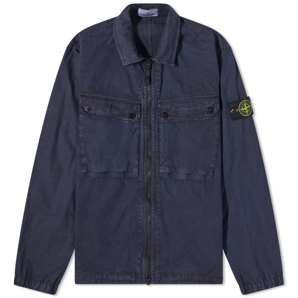 

Окрашенная в одежде рубашка Stone Island с двумя карманами и молнией