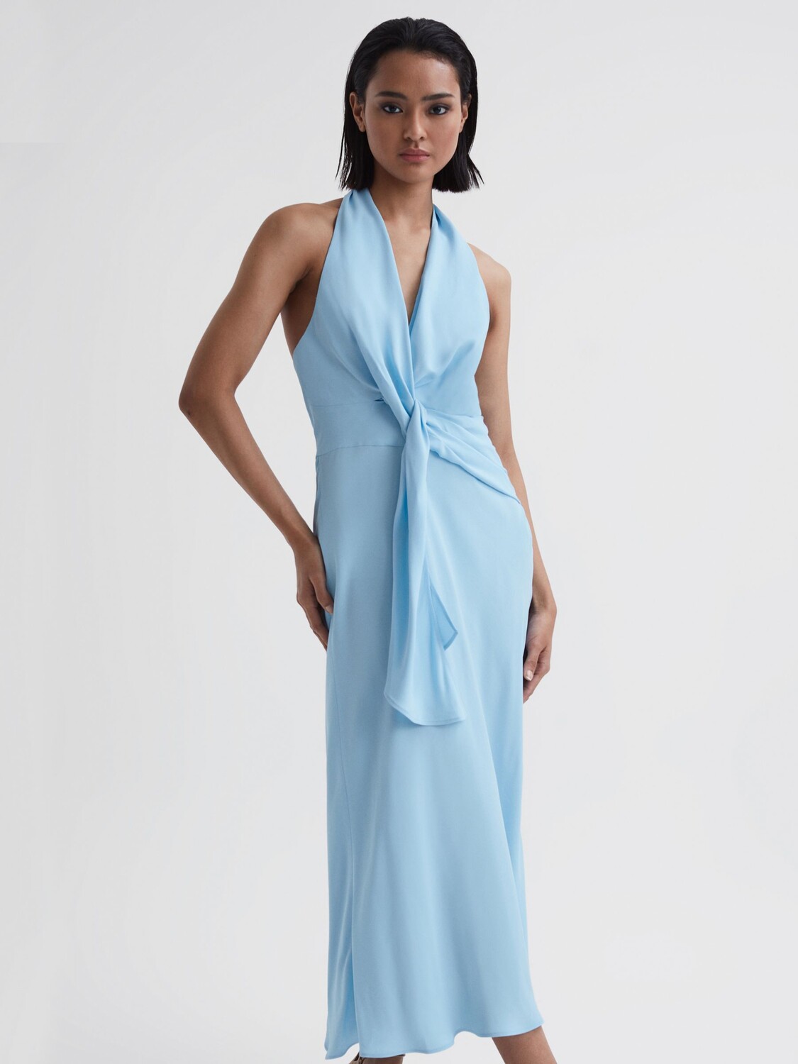 

Платье миди Reiss Amber с лямкой на шее, синий