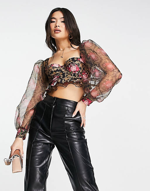 

Корсет из шифона с рукавами в стиле барокко ASOS DESIGN Melody