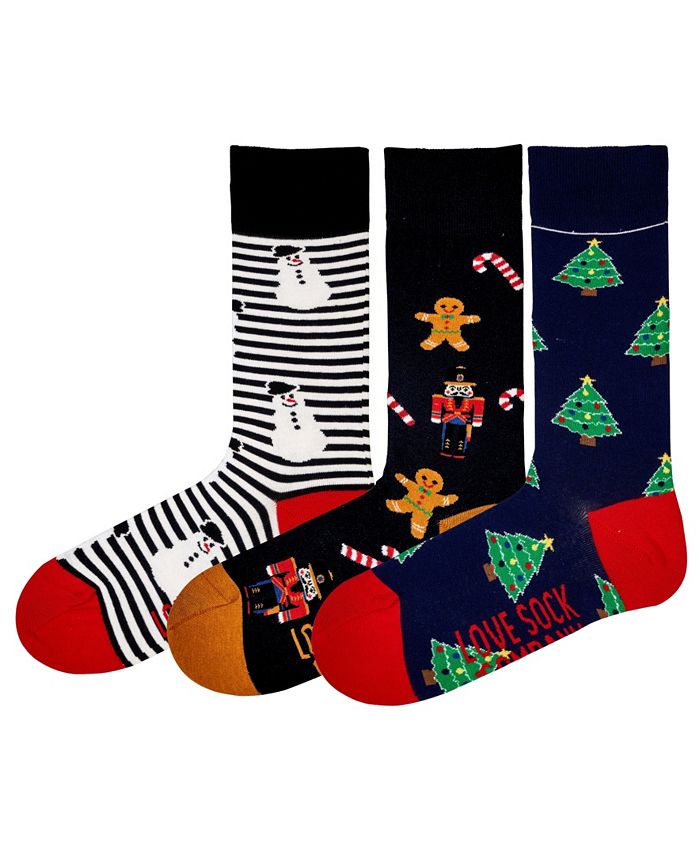 Мужские рождественские новинки, роскошные носки унисекс, комплект забавных ярких носков, 3 шт. Love Sock Company, мультиколор