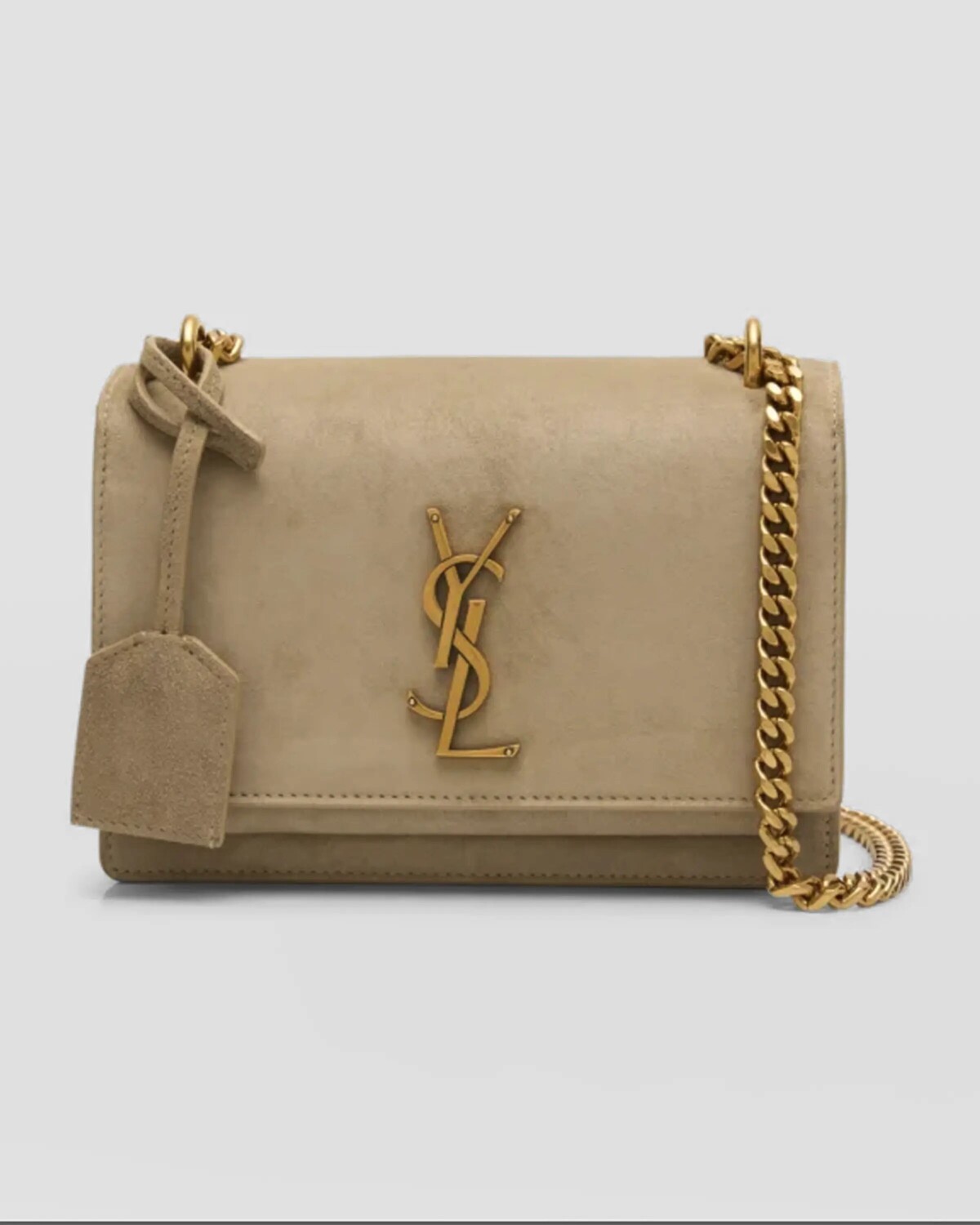 

Маленькая замшевая сумка через плечо Sunset YSL Saint Laurent, цвет Matt Gold