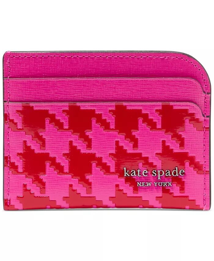 

Визитница Devin из сафьяновой кожи с тиснением "гусиные лапки" Kate Spade New York, розовый