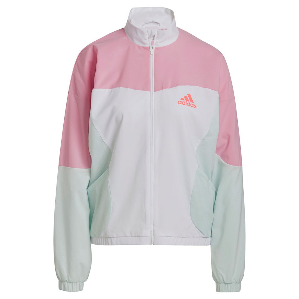 Pink adidas Jacket с салатовыми полосками