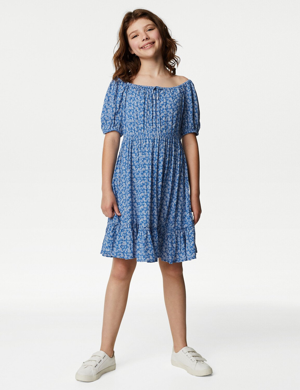 

Платье с цветочным принтом (6–16 лет) Marks & Spencer, синий микс