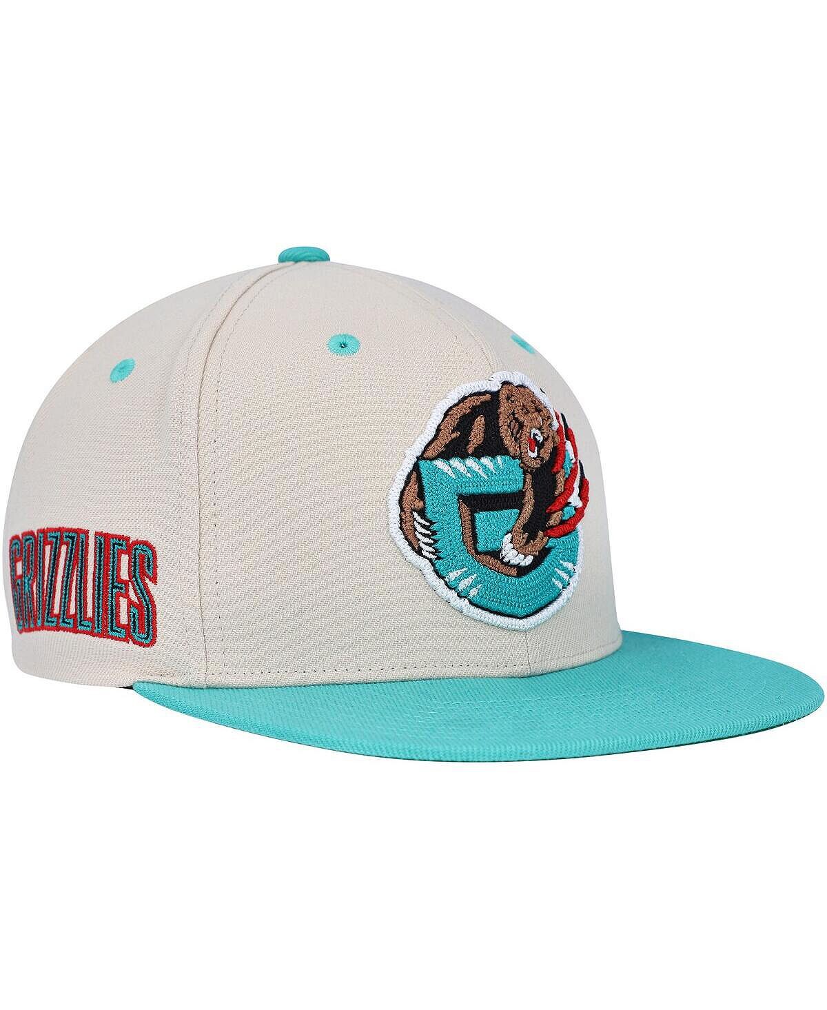 

Мужская кремово-бирюзовая кепка Vancouver Grizzlies Hardwood Classics, двухцветная шляпа Snapback с цепной вышивкой Mitchell & Ness