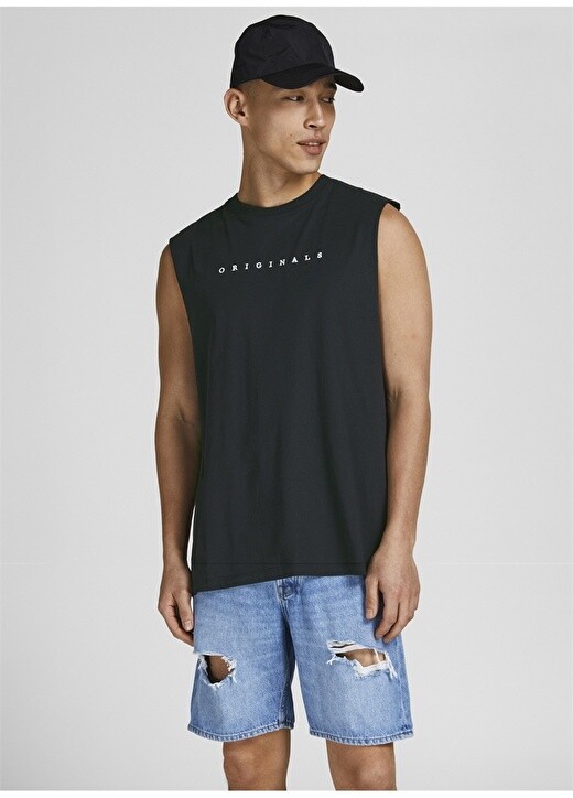 

Черная мужская футболка стандартного кроя с круглым вырезом и принтом Jack & Jones, Черный