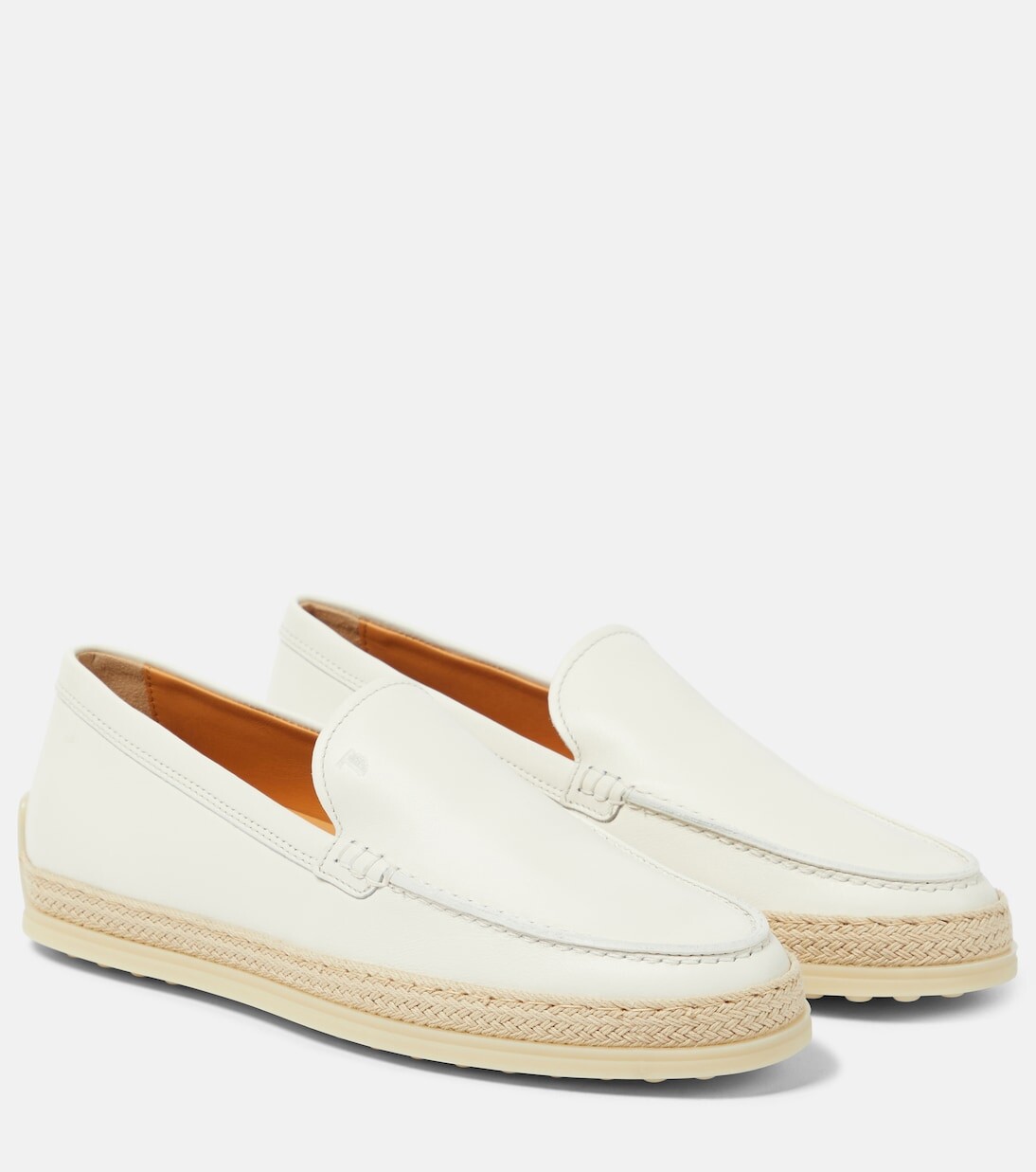 

Кожаные лоферы с отделкой из рафии Tod'S, белый