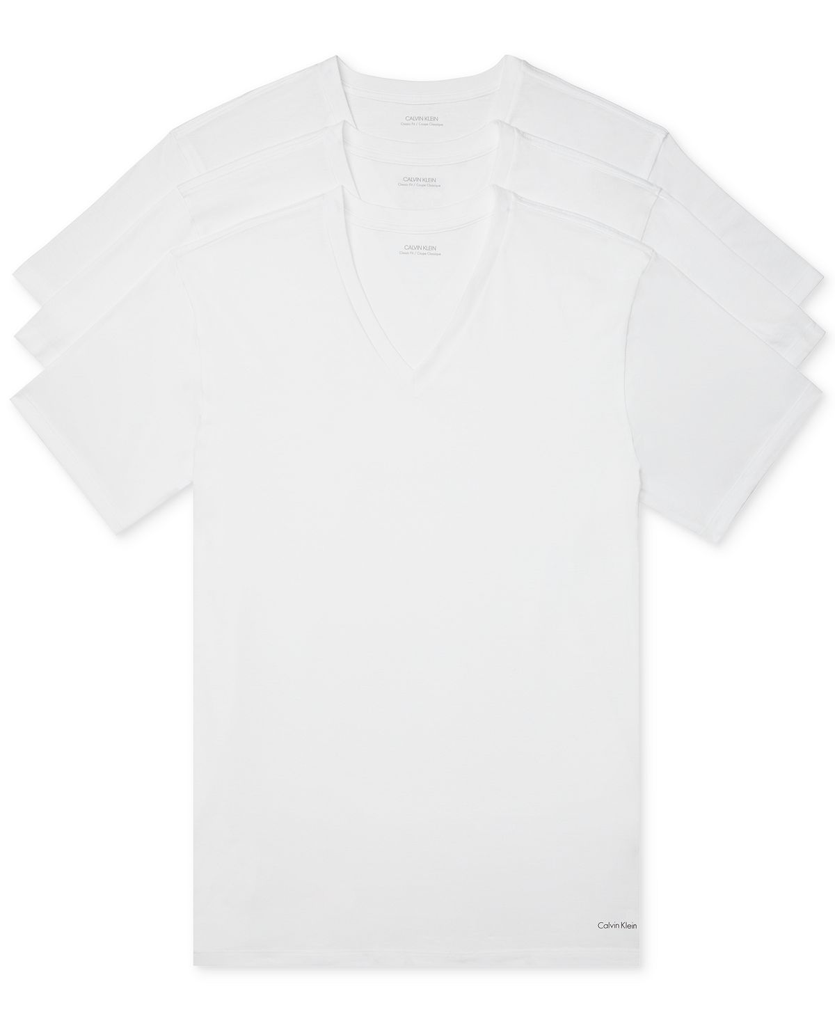 Набор из трех мужских классических хлопковых футболок с короткими рукавами и v-образным вырезом Calvin Klein комплект из трех мужских футболок с v образным вырезом calvin klein classics