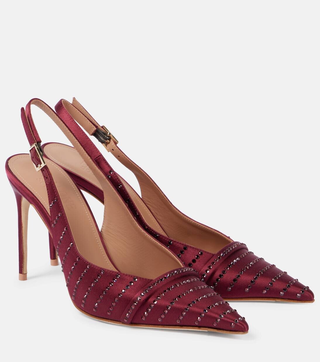 

Туфли-лодочки Jazz 90 из атласа с ремешком на пятке Malone Souliers, цвет burgundy/burgundy