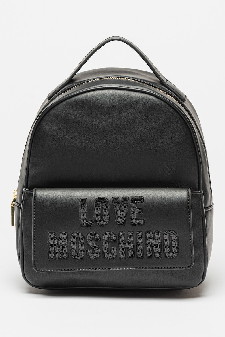 

Рюкзак из экокожи с пайетками Love Moschino, черный
