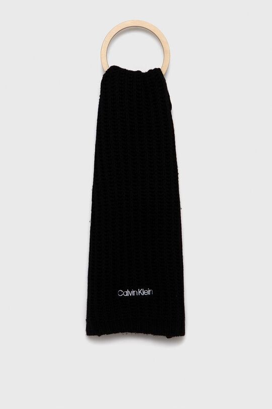 

Шарф из смесовой шерсти Calvin Klein, черный