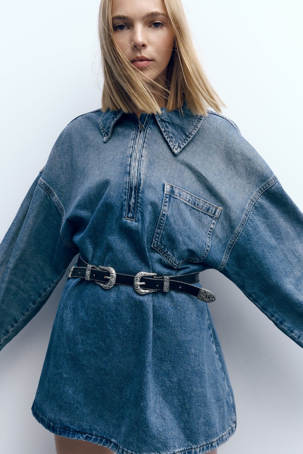 

Ремень с пряжкой-цепочкой ZARA, черный