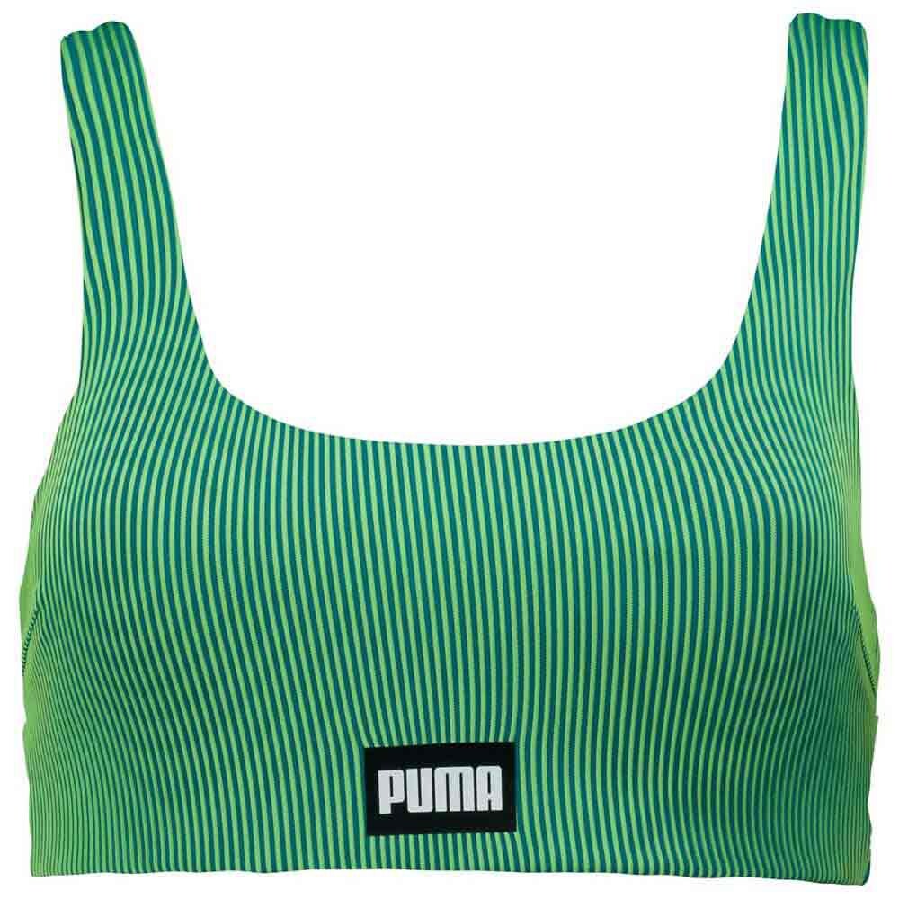 Топ бикини Puma Ribbed Scoop Neck, зеленый