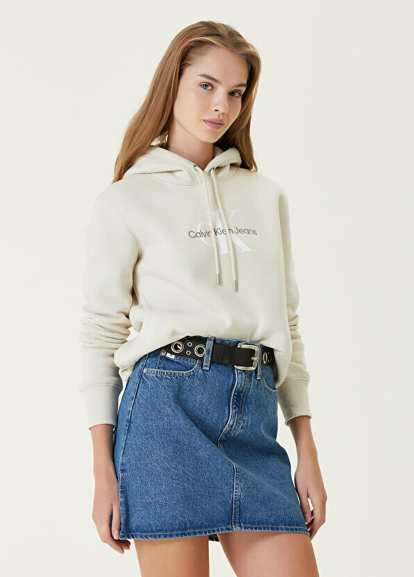 

Off-white толстовка с капюшоном и логотипом Calvin Klein