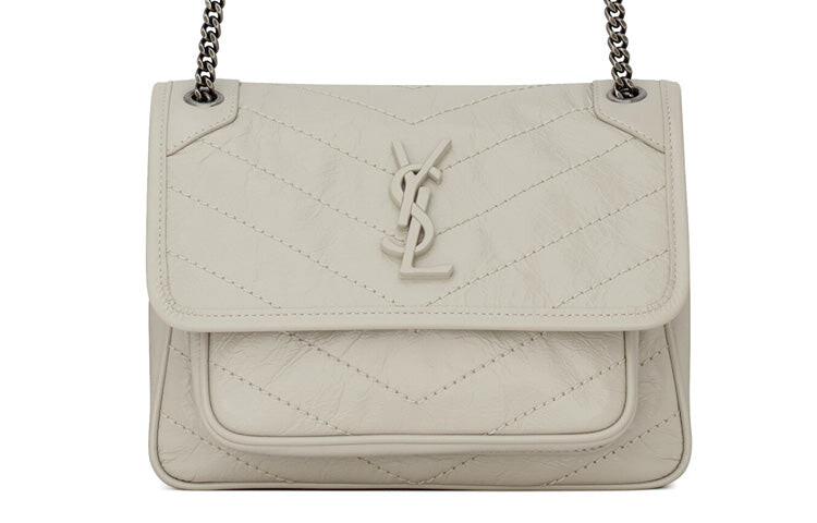 

Сумка женская Saint Laurent Niki Baby кожаная с цепочкой, белый