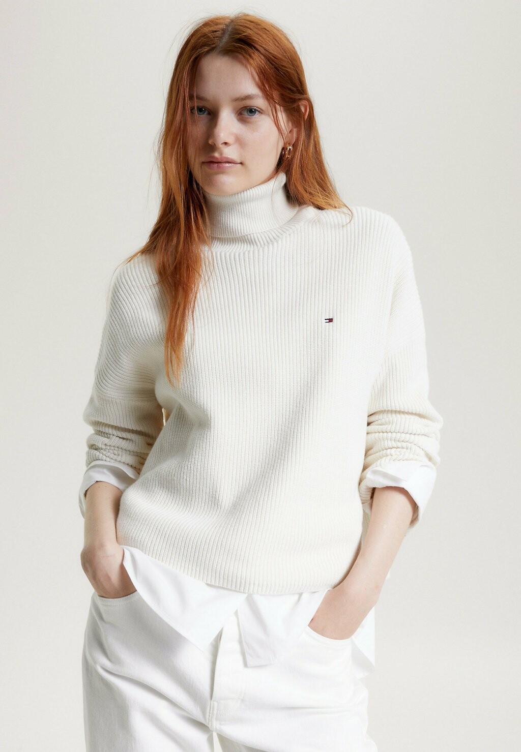 

Вязаный свитер STITCH FUNNEL-NK Tommy Hilfiger, цвет ancient white