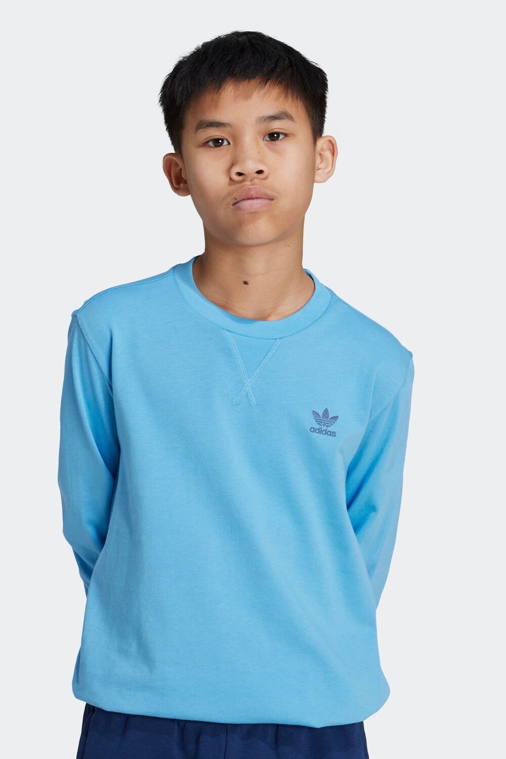 

Футболка с длинным рукавом из 100% хлопка Adidas, синий