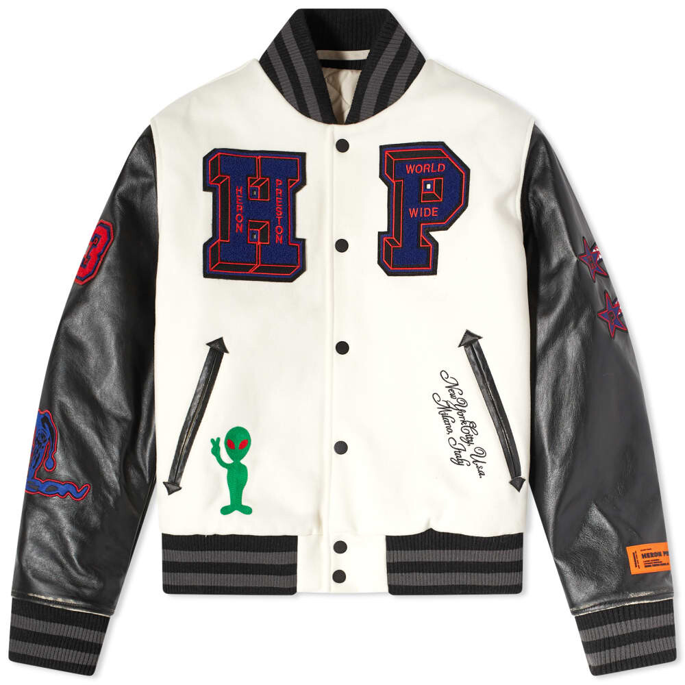 

Университетская куртка Heron Preston HP с нашивками, слоновая кость, Бежевый
