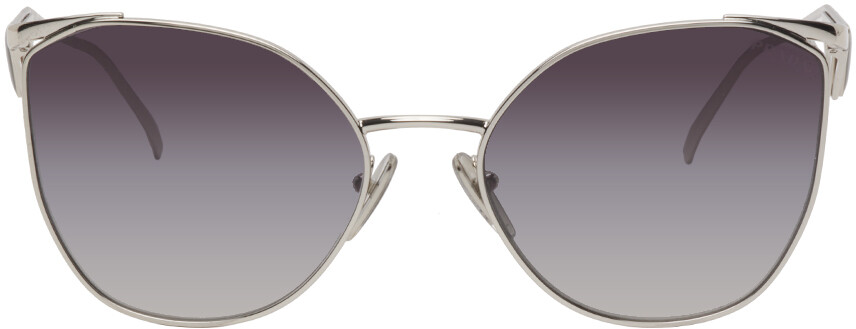 

Серебряные солнцезащитные очки «кошачий глаз» Prada Eyewear