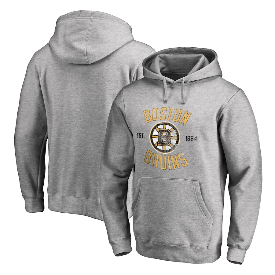 

Пуловер с капюшоном Fanatics Branded Boston Bruins, пепельный