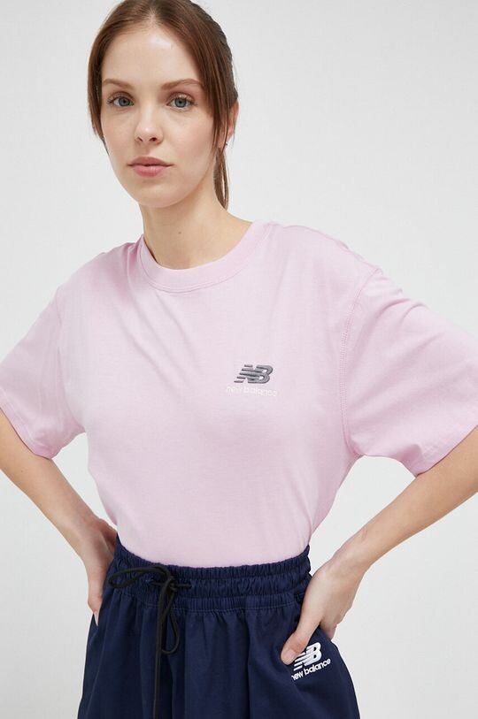 

Хлопковая футболка New Balance, розовый