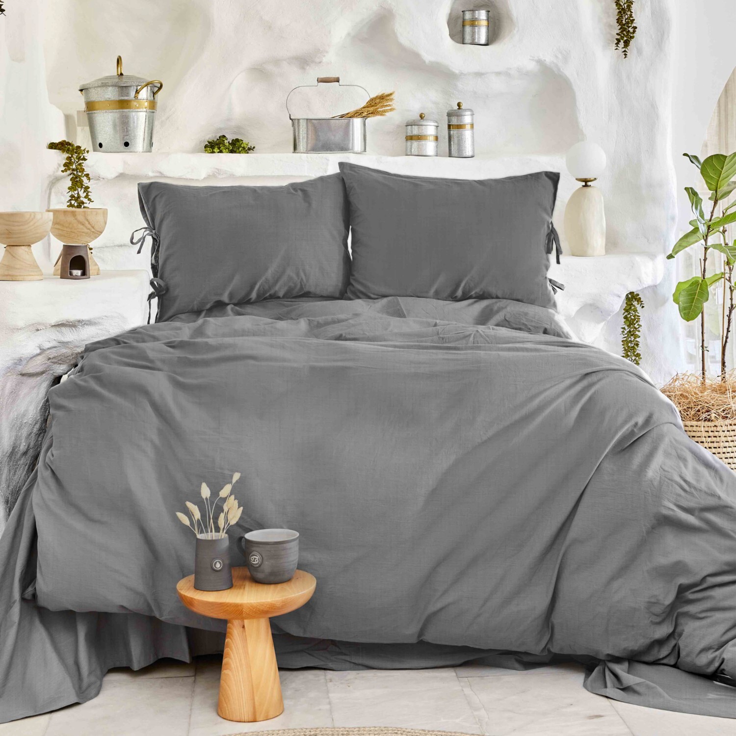 

Karaca Home 4 Element, Комплект постельного белья из 100% хлопка антрацитового цвета, вода