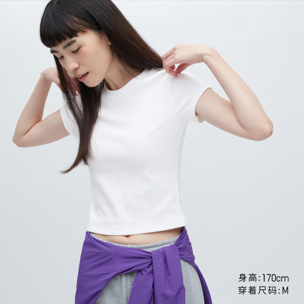 

Женская футболка Uniqlo Hot Girl T короткая, белый