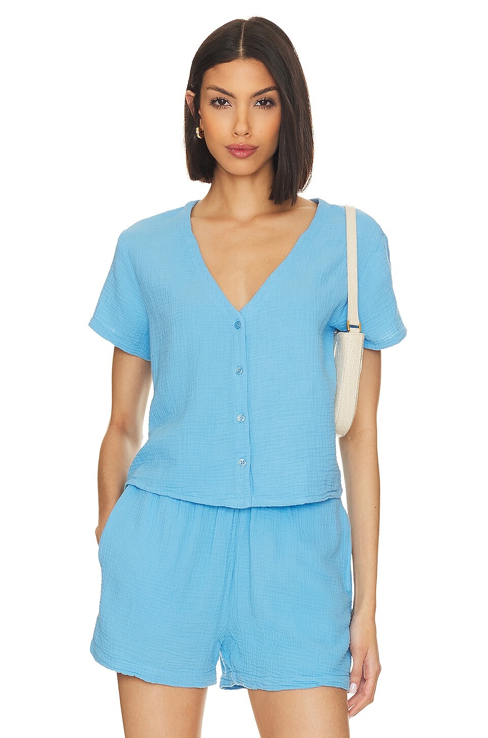 

Топ MONROW Gauze Button Down, цвет Sky Blue