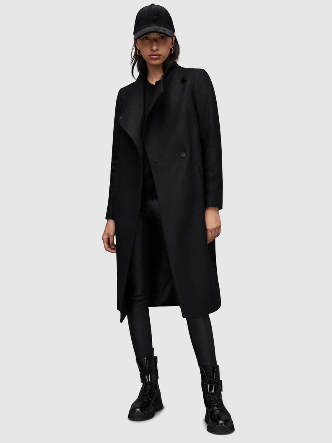 

Пальто AllSaints Riley из смесового кашемира, черный