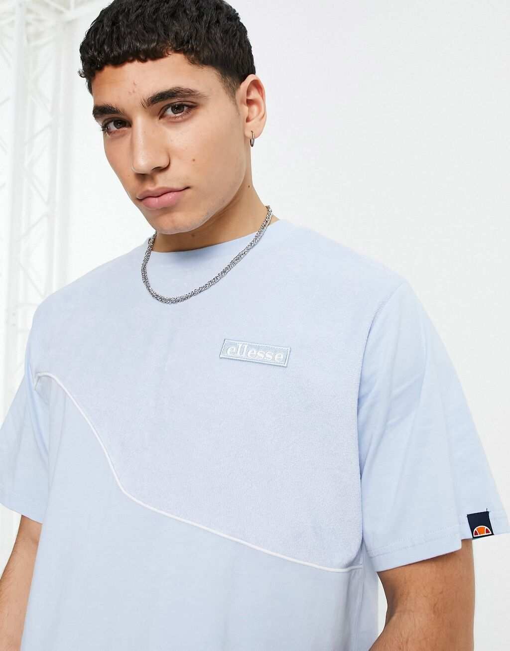 

Синяя нейлоновая футболка с логотипом Ellesse
