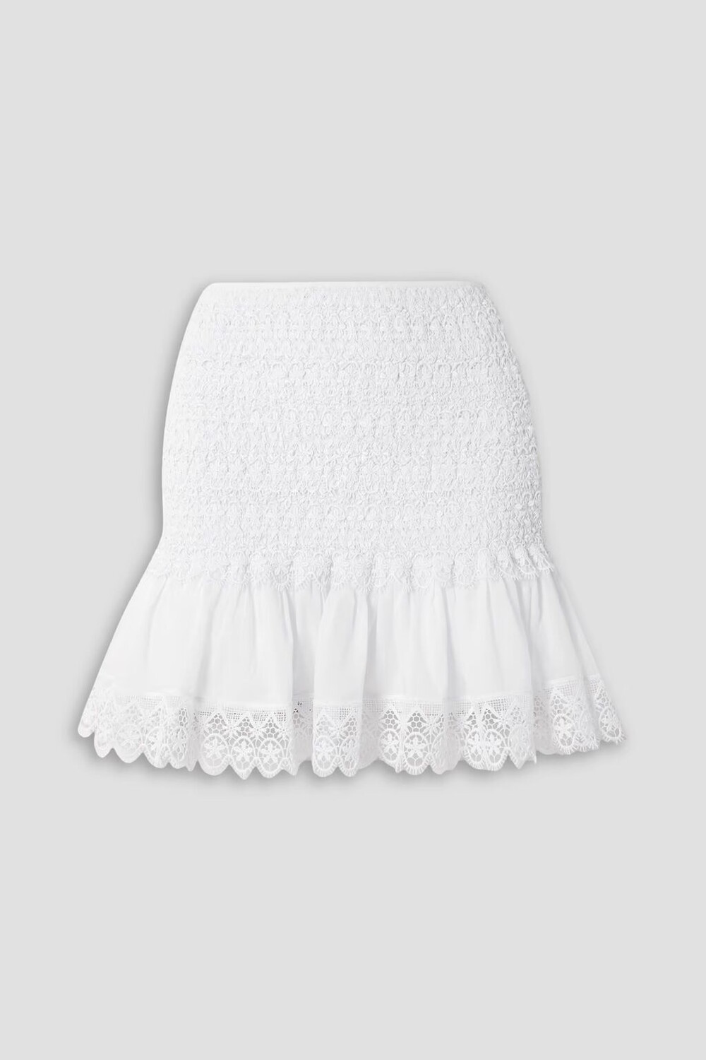 

Мини-юбка Fleur из гипюрового кружева и вуали из смесового хлопка Charo Ruiz Ibiza, белый