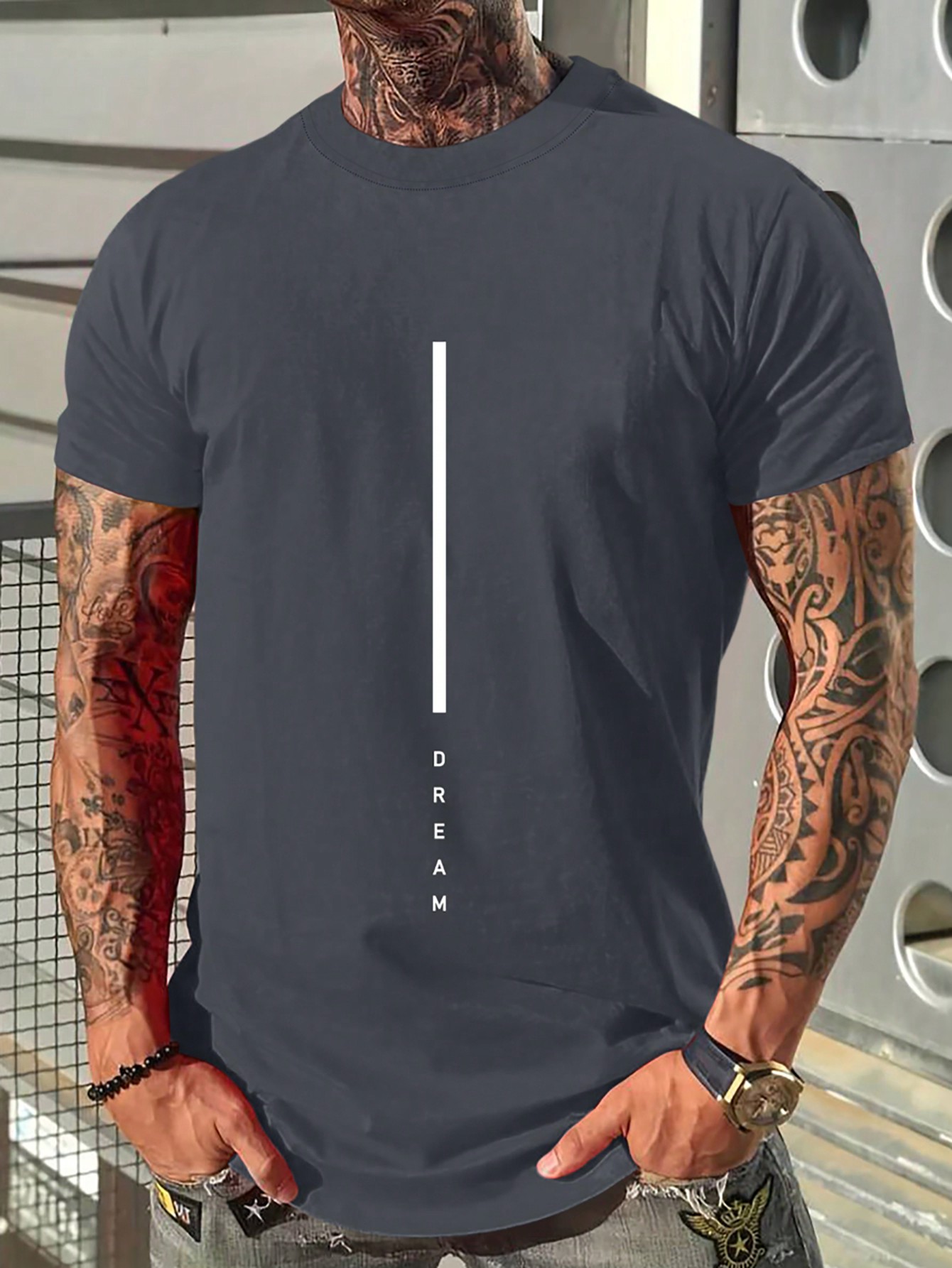 Мужская футболка с круглым вырезом и принтом букв Manfinity Homme, темно-серый