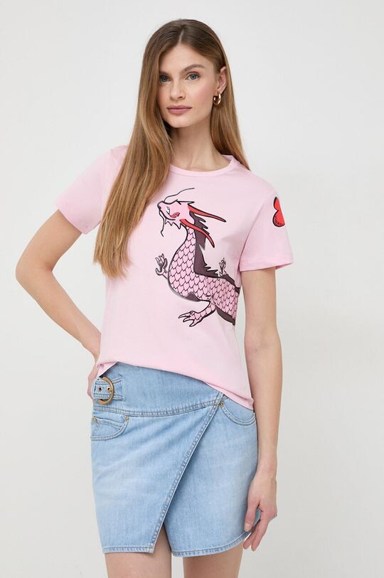 

Хлопковая футболка Pinko, розовый
