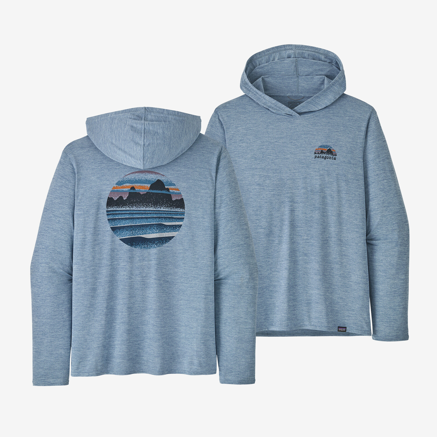 

Мужская толстовка с рисунком Capilene Cool на каждый день Patagonia, цвет Skyline Stencil: Steam Blue X-Dye