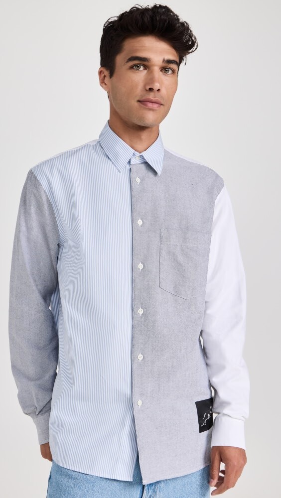 

Рубашка JW Anderson Classic Fit Patchwork, синий