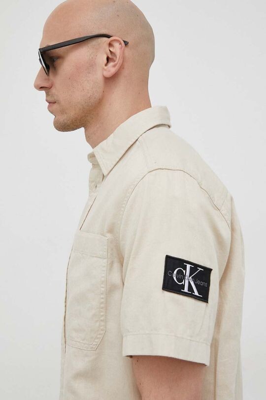 

Рубашка из смесового льна Calvin Klein Jeans, бежевый