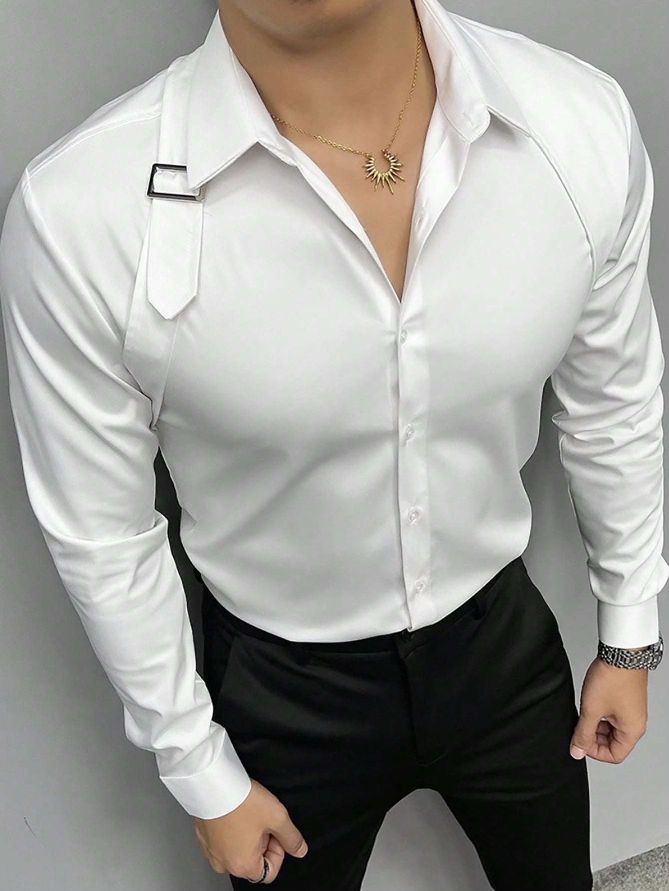 Мужская однотонная рубашка с длинным рукавом Manfinity Hypemode, белый