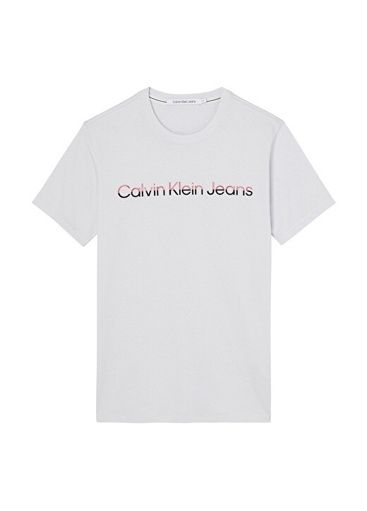 

Серая мужская футболка с круглым вырезом с принтом Calvin Klein Jeans, Серый