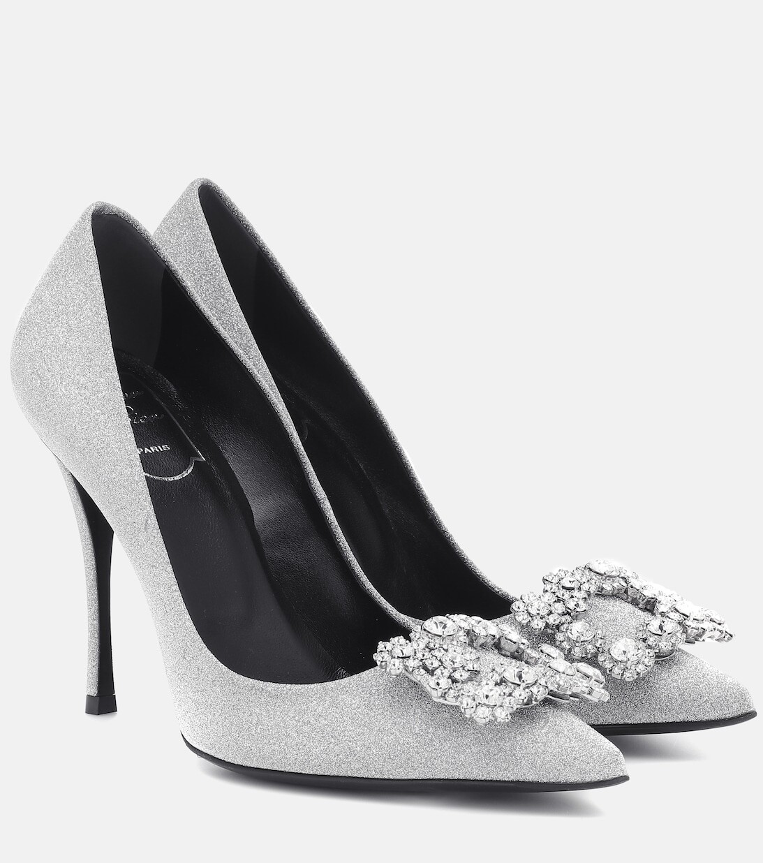 

Туфли-лодочки Flower Strass 100 с блестками Roger Vivier, серебряный