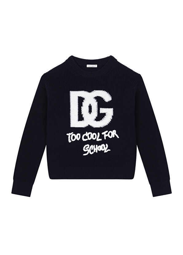 

Шерстяной свитер для девочек с черным логотипом Dolce&Gabbana