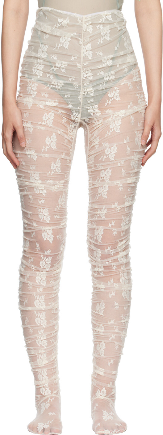 

Эксклюзивные кружевные колготки SSENSE Off-White Yuhan Wang
