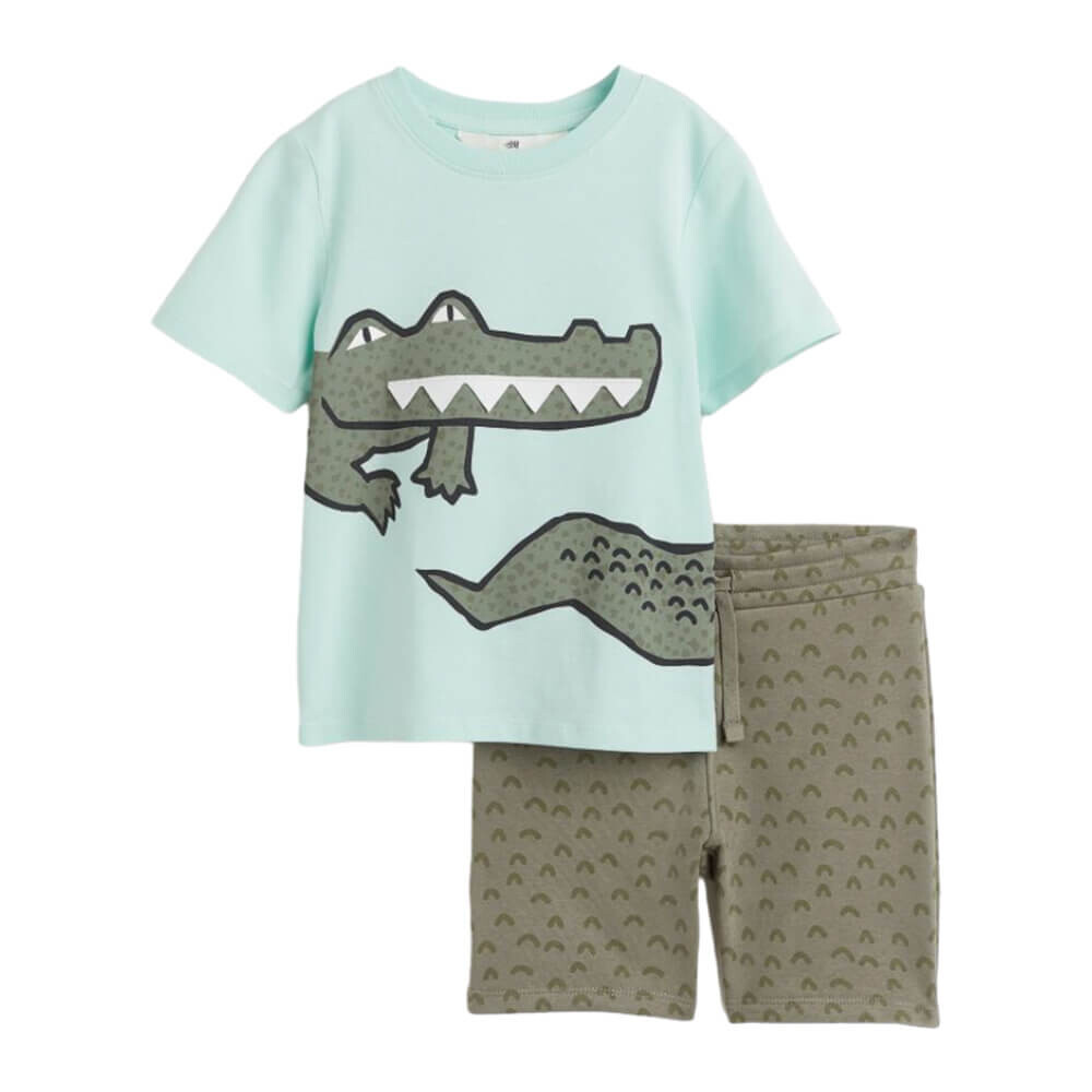 

Набор из 2 предметов с принтом H&M Crocodile, бирюзовый
