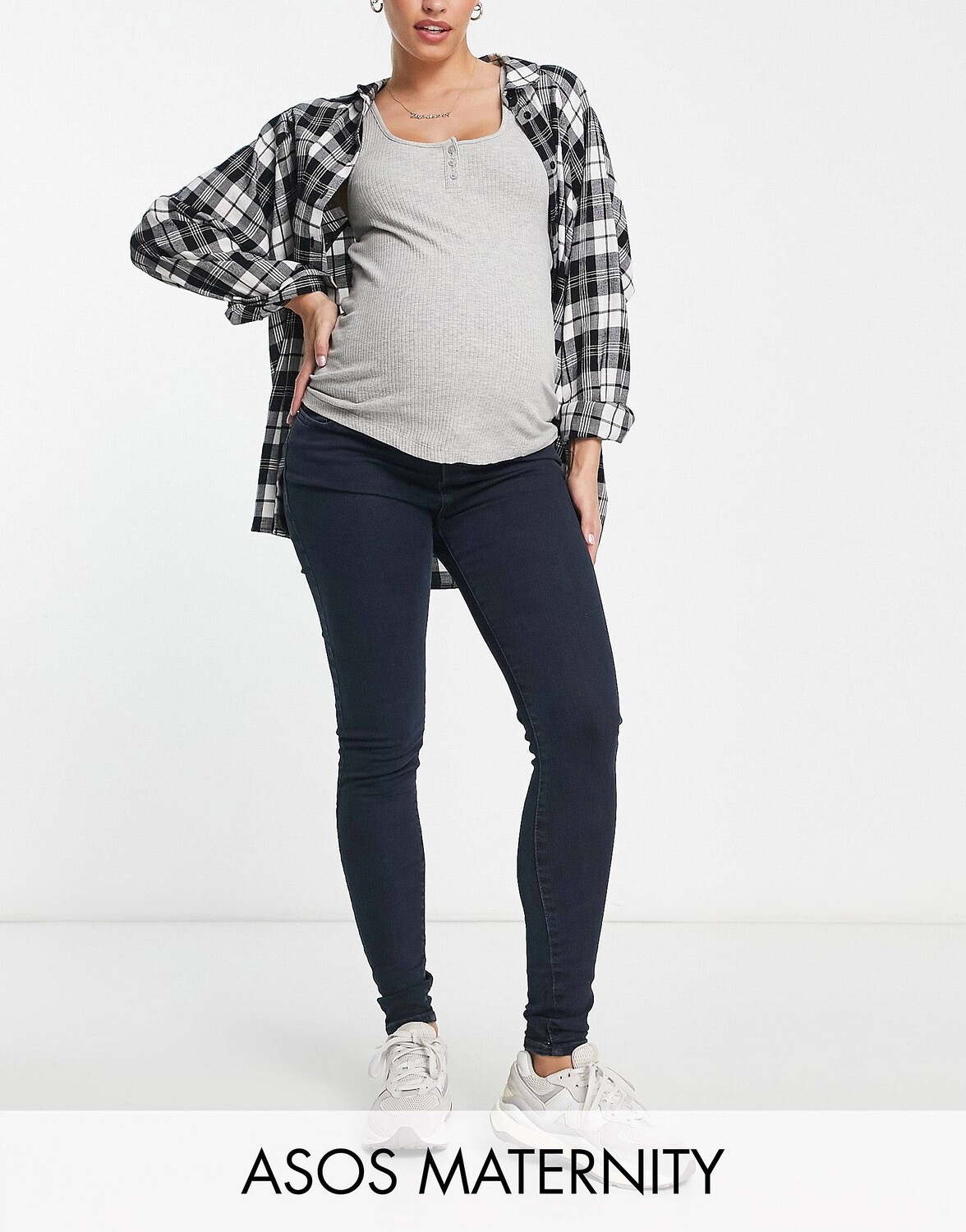 

Черные джинсы скинни ASOS DESIGN Maternity