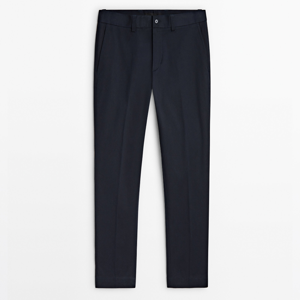 Брюки Massimo Dutti Straight-fit - Studio, темно-синий современные брюки чиносы прямого кроя gap бежевый