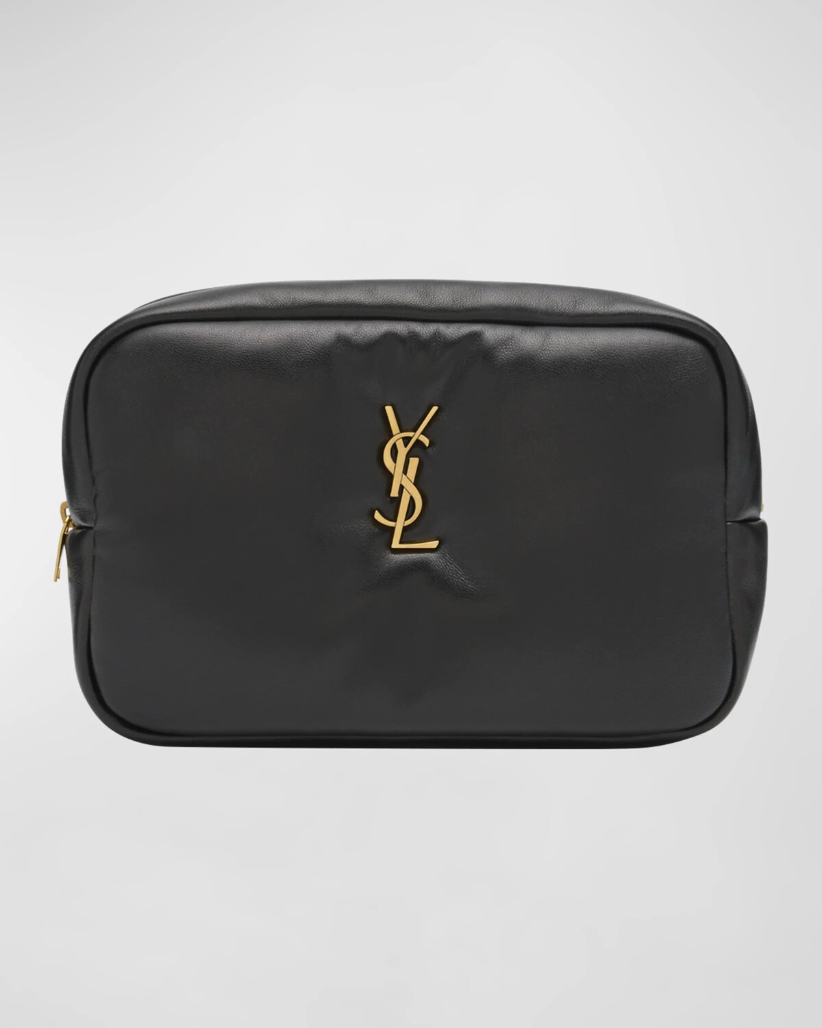 

Косметичка Cassandre среднего размера YSL из гладкой мягкой кожи Saint Laurent, цвет Noir