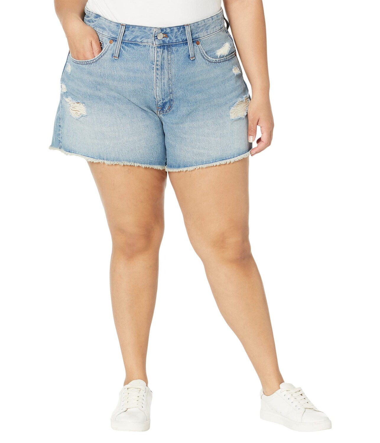 

Шорты Madewell, Plus Relaxed Denim Shorts in Renfield Wash: Destructed Edition