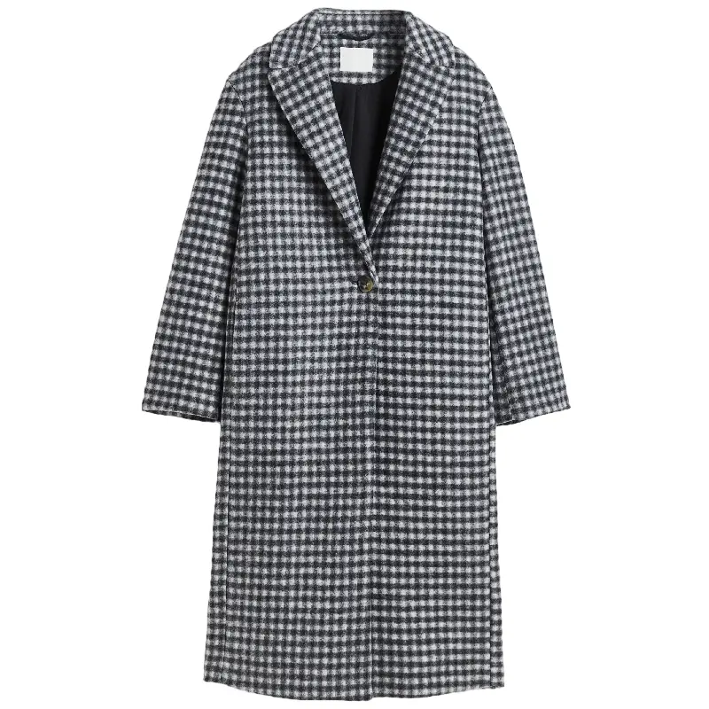 

Пальто H&M Oversized, черный/клетка