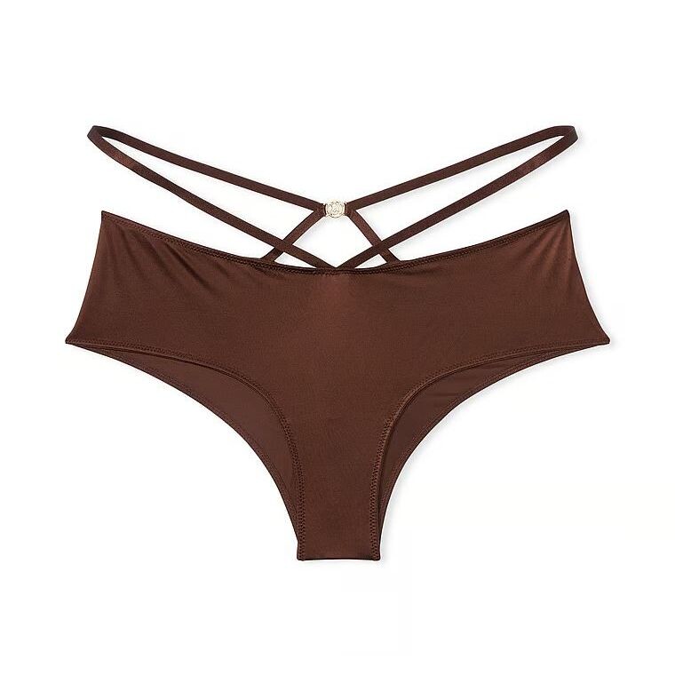 

Трусы Victoria's Secret Icon Very Sexy Strappy Detail Lace Cheeky, темно-коричневый