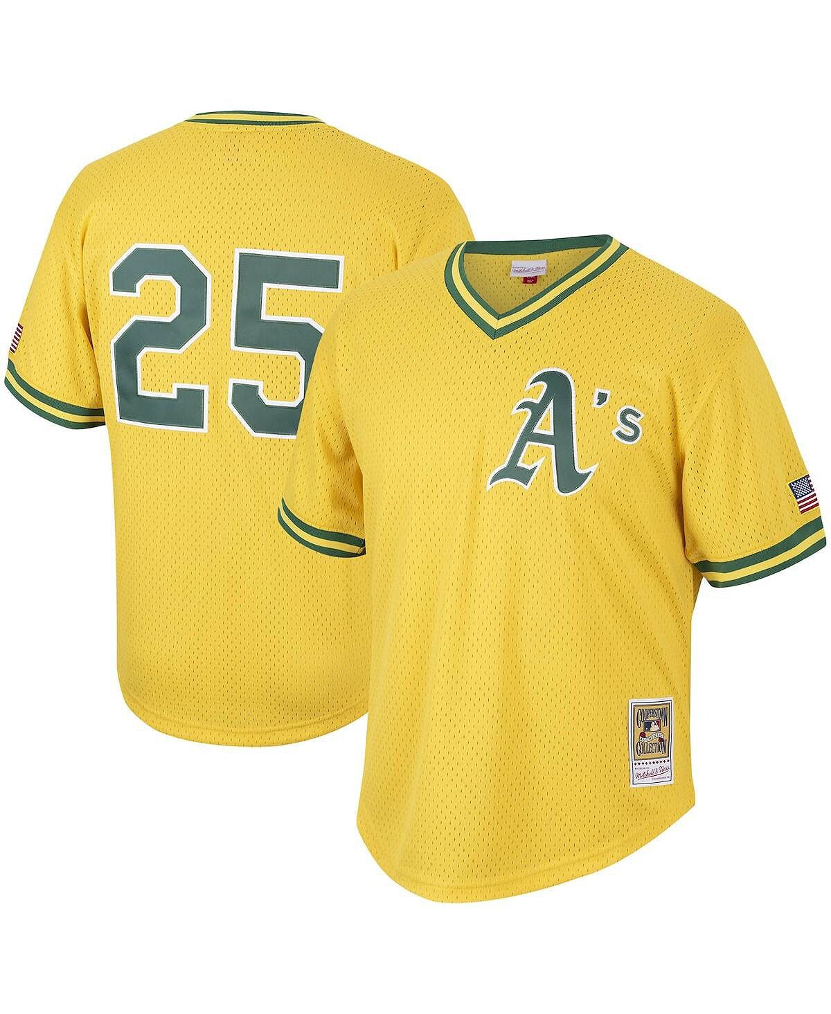 

Мужская футболка mark mcgwire gold oakland athletics cooperstown collection mesh batting practice jersey Mitchell & Ness